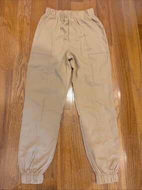 Elastic Waist Jogger Pants in Light Khaki